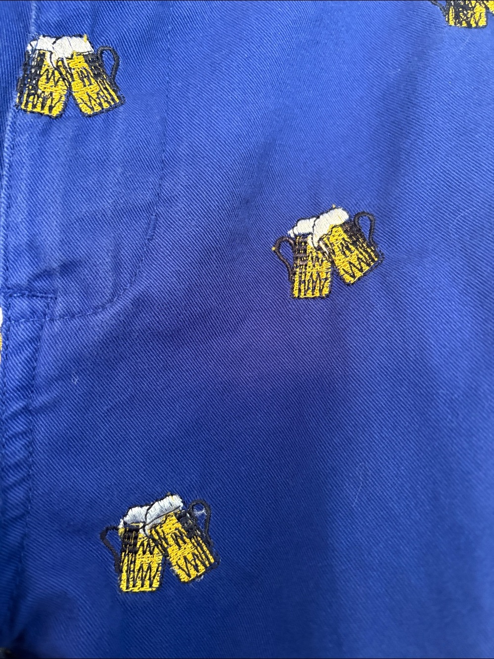 Men's Blue Embroidered Beer Mug Shorts - American Heritage Dawson and Brooks